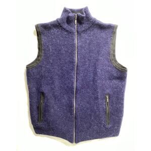 KUNA full Zip baby Alpaca cotton wool blend  Vest Mens M blue